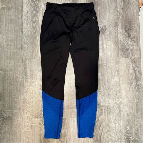 Danskin Black & Blue Colorblock Athletic Workout Fitted Leggings | Small | Great - Picture 2 of 4